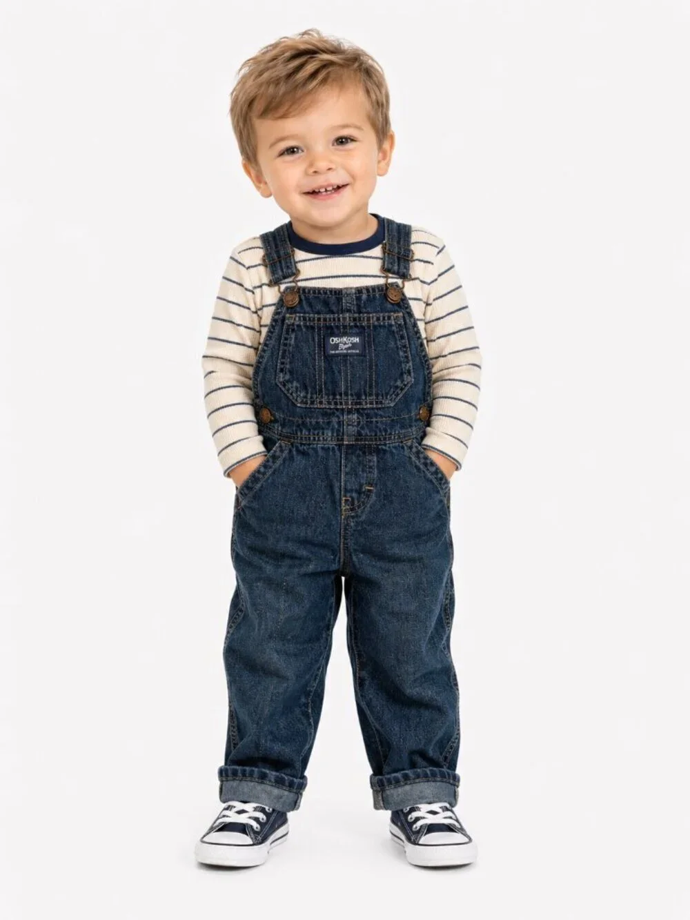 OSH KOSH B'Gosh Denim Overalls Vestbak Dark Blue Jean 24 Mos Vintage